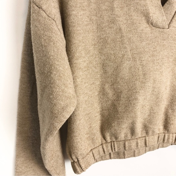 Forever 21 Long Sleeve Cropped Beige Collared Sweater - Picture 8 of 8